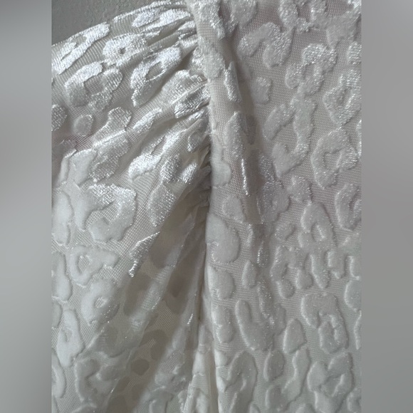 Express Leopard Print Ivory Velvet Textured Long Sleeve Blouse Women SMALL EUC - Picture 5 of 7